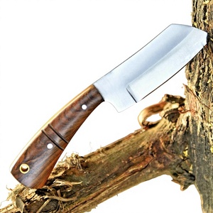 Cuchillo de vaquero forjado a mano de acero al carbono de grado industrial, hoja fija de espiga completa, mango de palisandro, borde biselado, 3 años de garantía - Product Image 1