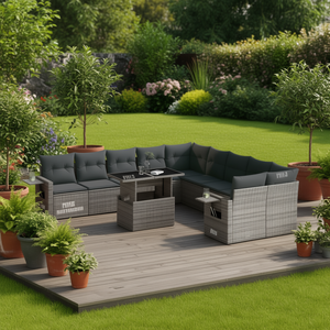 Conjunto de Sofás Modulares de Ratán PE Gris para Jardín, 6 Plazas, Colección de Muebles de Exterior, Diseño Premium - Product Image 2