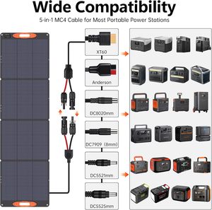 400W Foldable Monocrystalline <b>Silicon</b> 23% Efficiency TUV Certified IP68 <b>Waterproof</b> Portable Solar Charger Compatible Power - Product Image 5