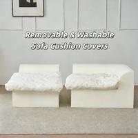 Canapés nuage modernes, canapé convertible en forme de L sans ossature avec ottoman, tissu chenille, canapé compressé, canapé modulaire sectionnel