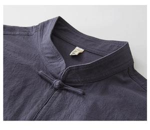 เสื้อเชิ้ตผ้าลินินผสมฝ้ายสไตล์<span class=keywords><strong>จีน</strong></span>โบราณสำหรับผู้<span class=keywords><strong>ชาย</strong></span> แขนยาว <span class=keywords><strong>คอ</strong></span>ปกตั้ง ติดกระดุม  แบบชุดถัง  สำหรับฤดูใบไม้ผลิและฤดูใบไม้ร่วง - Product Image 6