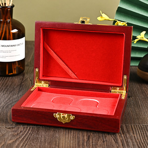 Wooden Commemorative Coin <b>Storage</b> <b>Box</b> Rectangle <b>Lockable</b> Gift Packaging <b>Box</b> Imitation Mahogany Color Customizable - Product Image 1
