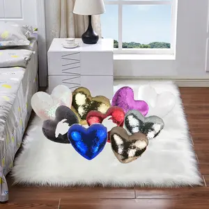 Personalized Sublimation Blank Soft Purple Heart Shape Sequin Pillow Case Magic Custom Case Cover