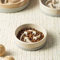 Offre Spéciale – Gamme de Bols pour Animaux en Céramique à Motif Marbré Moderne « Pétale Étoilé » pour Manger Lentement, Grande Taille en Porcelaine avec Base en Silicone