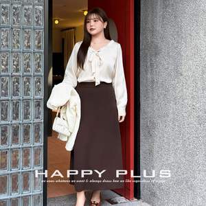 Blusa Elegante de Manga Larga con Cuello en V y Lazo Happy Plus N9313, Camisa de Satén de Color Sólido para Mujer, Talla Grande, Top para Ir al Trabajo - Product Image 1