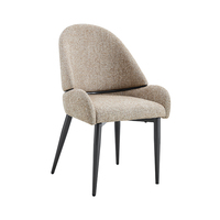 Chaise de salle à manger en tissu nordique avec dossier capitonné, design sans accoudoirs, pieds coniques en métal, coussin moelleux