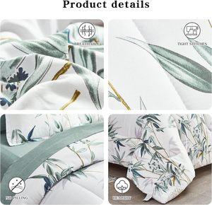 Comforter <span class=keywords><strong>Set</strong></span> Với Tấm, Màu Xanh Lá Cây Lá Trên Màu Trắng Thực Vật Thiết Kế Bộ Đồ Giường Bộ Cho Trẻ Em Tùy Chỉnh Comforter Bộ - Product Image 3