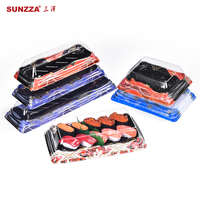 Emballage alimentaire jetable en plastique PET Sunzza pour sushis, boîte à emporter avec design personnalisé