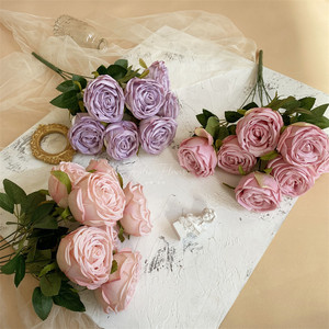 Bouquet de roses royales en soie Erin à 7 têtes, haute simulation, pour arrangements floraux de mariage, matériaux pour boîte cadeau DIY - Product Image 4