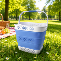 Panier à linge pliable classique rectangulaire 40L en plastique avec poignées, portable et peu encombrant – Meilleure vente