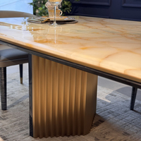 Table à manger rectangulaire en marbre, design italien moderne et luxueux, fabriquée à la main, personnalisable, pour la maison, la villa, l'appartement, le restaurant