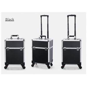 Valise de maquillage professionnelle avec plateaux et rangement pour vernis à ongles, organisateur de cosmétiques de voyage à roulettes pour artistes - Product Image 3