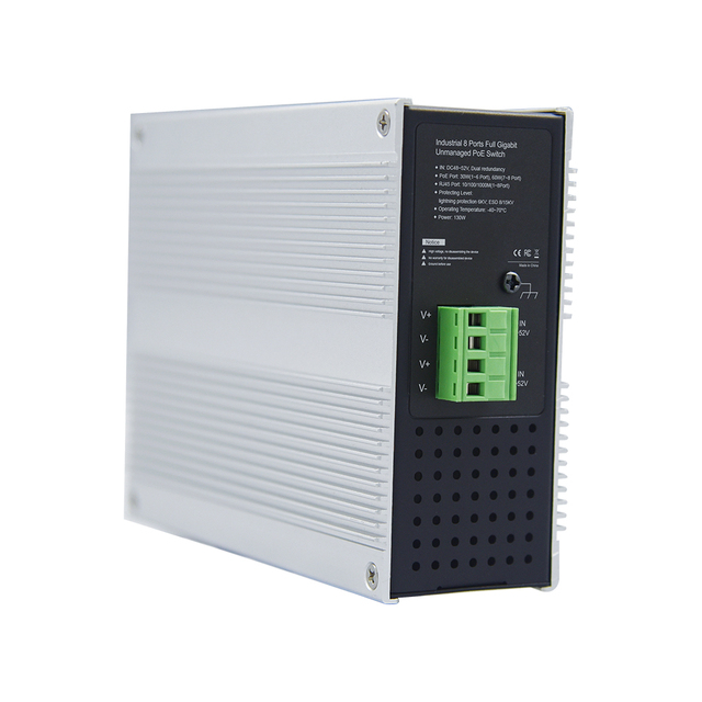 Industrial 8 Port Gigabit PoE Switch 130W Unmanaged 802.3af/at/bt 6KV Lightning Protection Dual Redundant Power