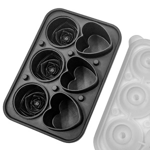Yongli BG025 ice extra large 6 cavity heart rose 3d shape ice holiday cube tray con coperchio a imbuto trasparente stampo in silicone personalizzato - Product Image 6