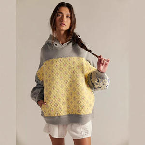 Obral besar Fashion musim gugur musim dingin pulover desain bordir Hoodie bertudung perca wanita Fit longgar kasual desain bordir - Product Image 3