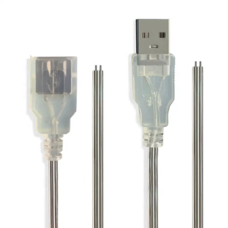 Заводские настройки Прозрачный USB 2,0 для мальчиков и девочек до 2 провода 2468 открытого конца кабеля Соединительный зарядный кабель для передачи данных для LED