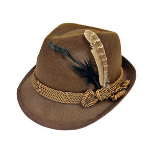 Sombrero de Jazz de fieltro gris alemán, sombrero de <span class=keywords><strong>plumas</strong></span> no tejido de fieltro para festival de cerveza - Product Image 5