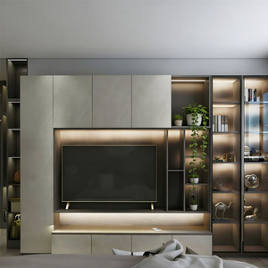 Meubles <span class=keywords><strong>TV</strong></span> personnalisés pour salon, style minimaliste, meuble <span class=keywords><strong>TV</strong></span> en aluminium, meuble mural d'arrière-plan - Product Image 2