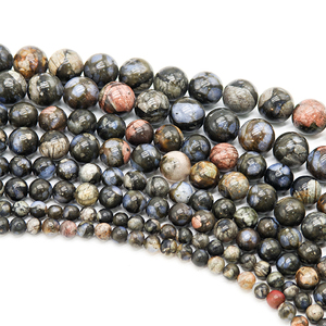 Perles rondes en pierre précieuse naturelle de haute qualité, bleu pailleté, modèle 0062, <span class=keywords><strong>Glaucophane</strong></span>, pour la fabrication de bijoux et de bracelets - Product Image 4