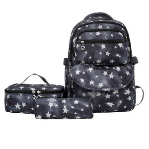 New 3 in 1 Floral <b>Backpack</b> Female Students Simple Schoolbag <b>Lunch</b> <b>Bag</b> Pencil Case 3-piece Set - Product Image 3