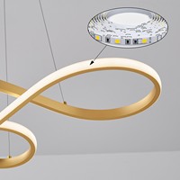 Luminaire suspendu LED linéaire blanc moderne en gros pour îlot de cuisine, style minimaliste américain, design torsadé infini, pour table à manger