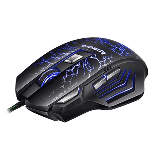 Hot Selling Apedra A7 Optical Gaming Mouse LED Breathing Light 7 Buttons 3200 DPI USB Wired Right Hand Orientation in Stock