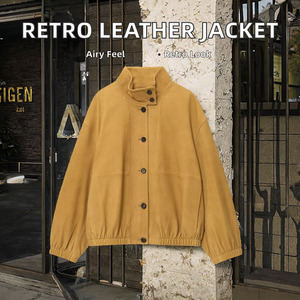 Autumn Women's Breathable Woven Leather <b>Pilot</b> <b>Jacket</b> 2026 New Fashion Vintage Casual Long-sleeved Versatile - Product Image 2