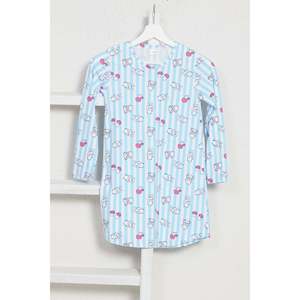 Tunique en coton pour fille Venetia, 7-8 ans, rose à rayures, imprimé lapin, robe à manches longues - Product Image 2