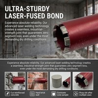 Foret diamanté turbo Arix SANG Heavy Duty Pro pour entrepreneurs, soudé au laser, pour béton armé et maçonnerie, filetage UNC 1-1/4 pouces