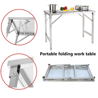 Table de travail pliable en acier inoxydable, portable, robuste, pour la restauration, le camping en plein air