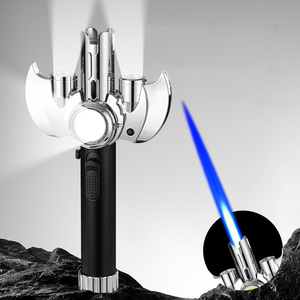 Vente en gros <span class=keywords><strong>de</strong></span> <span class=keywords><strong>chalumeau</strong></span> moderne en alliage <span class=keywords><strong>de</strong></span> zinc coupe-vent bleu cuisine BBQ flamme unique butane rechargeable torche à cigares pistolet à <span class=keywords><strong>gaz</strong></span> - Product Image 2