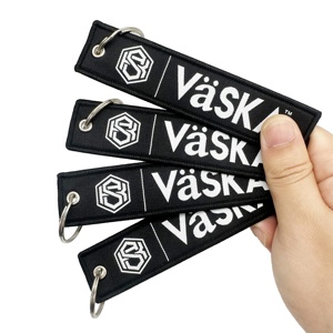 Promotional Price Key Tag Woven Flight Motorcycle Label Key Double-side Logo Jet Tag Fabric Woven Custom Embroidery Keychain