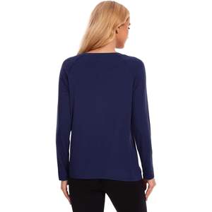 Camiseta de Dormir Personalizada para Mujer, Manga Larga, Cuello Redondo, Viscosa de Bambú, Parte Superior de Pijama - Product Image 5