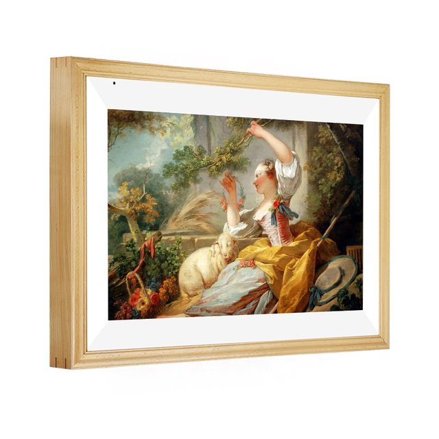 NFT Display Digital Art Frame 21.5" HD Canvas Customizable Wood Clock with Android OS Wi-Fi & Wall Mountable