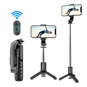 CYKE tongkat swafoto mini, tongkat dudukan Tripod lampu Led ponsel tanpa kabel Bluetooth dengan remo Selfie berdiri Q11