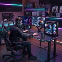 Ergonomic Heavy Duty 2 Motor Powerful RGB Standing Lifting Desk Frame Electric Height Adjustable Corner PC Computer Gaming Table