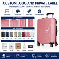 Valise Cabine Rigide Rose en PP avec Logo Personnalisé, Texture Vague, Poignée Télescopique, Assortiment de Modèles
