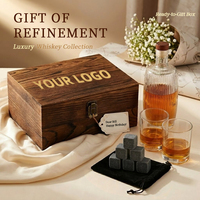 Ensemble cadeau de carafe à whisky personnalisée SHUNSTONE avec verre et pierres à whisky, cadeau promotionnel pour les bars, la vente au détail et les fêtes