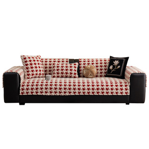Houndstooth Plush <b>Sofa</b> Cushion 145-185Cm Winter Thickened Seat Pad Non Slip <b>Cover</b> <b>For</b> Living Room - Product Image 5