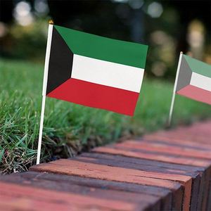 Wholesale Kuwait <b>Flag</b> Hand-Waved Mini <b>Flag</b> Polyester Equipped With Plastic or Wooden Flagpole for National Day Decoration - Product Image 4