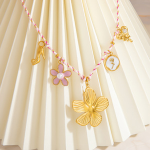 Collar con Colgante de Flor, Cadena de Acero Inoxidable Chapada en Oro, Joyería Hecha a Mano para Uso Diario, Cadena para Clavícula para Mujer, XL31339 - Product Image 1