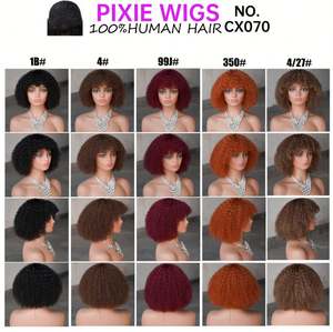 Pelucas Afro Rizadas Tipo Bob Hechas a Máquina, 100% Cabello Humano, Corte Pixie para Mujeres Negras, Pelucas Rizadas de Cabello Humano Baratas - Product Image 6