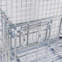 Conteneur industriel pliable d'occasion pour entrepôt, bac de stockage en fil métallique pliable, cage de sécurité pour chariot élévateur, palette avec séparateur