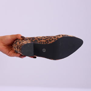 Nouvelle conception de chaussures à talons hauts sexy pour femme, luxe, bout rond fin, <span class=keywords><strong>en</strong></span> daim synthétique, imprimé léopard, talon épais K9913 - Product Image 6