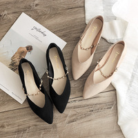 Chaussures Mary Jane d'automne à fond plat pour femmes Chaussures pointues coréennes