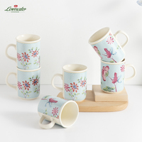Prêt à expédier, grande réduction, cadeau pour le bureau et la maison, tasse à thé en céramique avec motifs floraux, mug à café en céramique