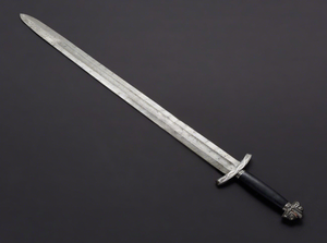 Épée longue vintage décorative DIY en acier Damas de 28 pouces, à lame droite, avec poignée texturée faite à la main et fourreau, pour cosplay et collection - Product Image 3