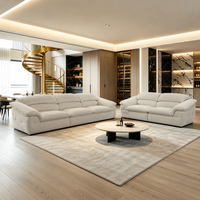 Ensemble de canapés S025 en cuir et chenille de luxe, canapé modulaire moderne sur mesure pour grand salon