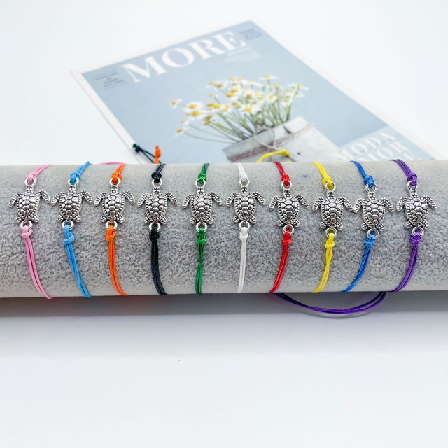 Manufacturer Handmade Sea Turtle Charm Bracelet Multi Colors Summer Ocean Beach Style Friendship Tortoise  Bracelet Bracelet