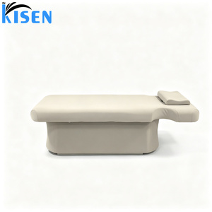 Cama de masaje eléctrica de doble motor Kisen, ideal para salones de belleza, con respaldo ajustable en altura y almacenamiento de madera - Product Image 5